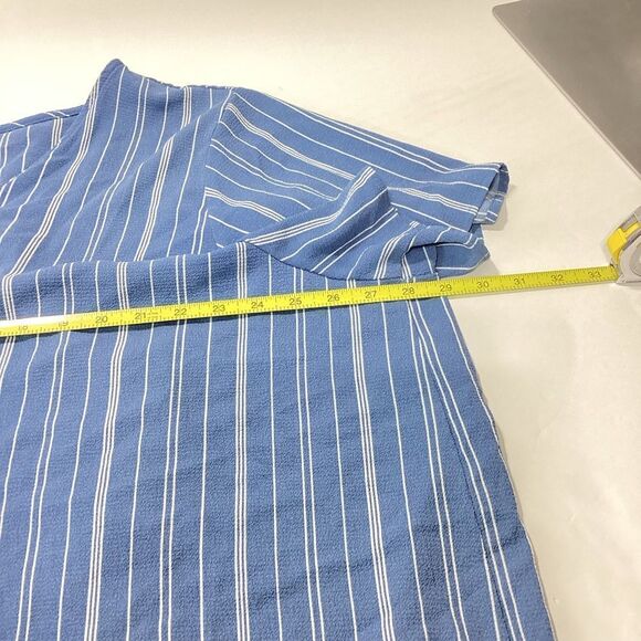 LuLaRoe Blouse Lularoe Striped Blue White Short Sleeve Button Front Top 3XL - Picture 11 of 11